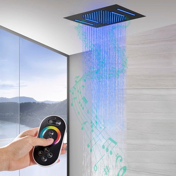 Cascada Cortona 15"x23" Multi-Function Ceiling Rainfall & Waterfall Music Showerhead Shower Head - Features