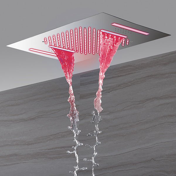 Cascada Cortona 15"x23" Multi-Function Ceiling Rainfall & Waterfall Music Showerhead Shower Head - Dimensions