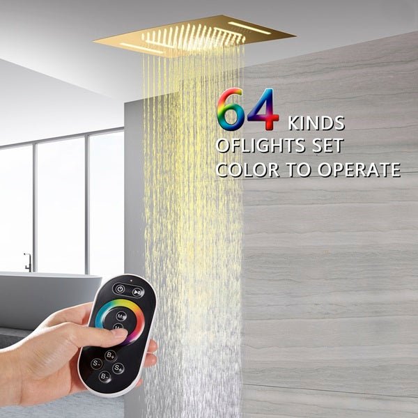 Cascada Cortona 15"x23" Multi-Function Ceiling Rainfall & Waterfall Music Showerhead Shower Head - Installation View