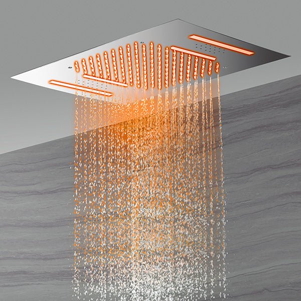 Cascada Cortona 15"x23" Multi-Function Ceiling Rainfall & Waterfall Music Showerhead Shower Head - Close-Up