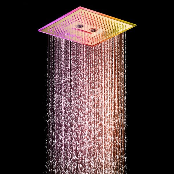 Cascada Davos 16" Brushed Gold LED Music Shower System - Lifestyle View