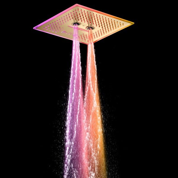 Cascada Davos 16" Brushed Gold LED Music Shower System - Side View