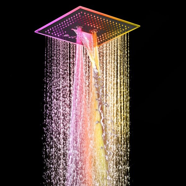 Cascada Davos 16" Matte Black LED Music Shower System - Side View