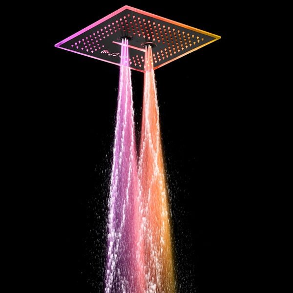Cascada Davos 16" Matte Black LED Music Shower System - Lifestyle View