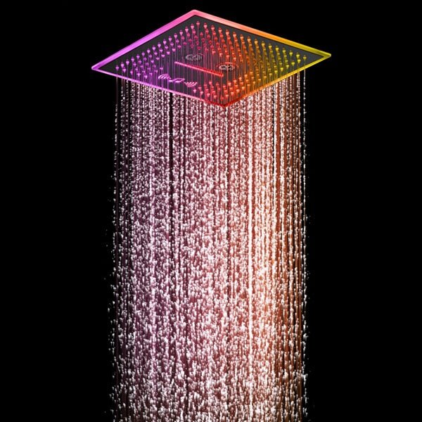 Cascada Davos 16" Matte Black LED Music Shower System - Detail View