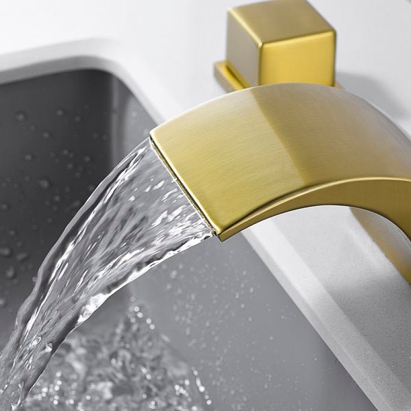Cascada Deck Mounted Waterfall Bathroom Sink Faucet - Close-Up