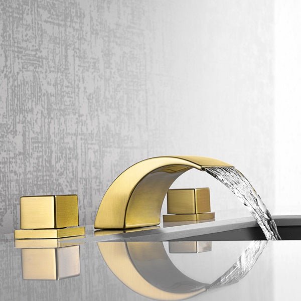 Cascada Deck Mounted Waterfall Bathroom Sink Faucet - Dimensions
