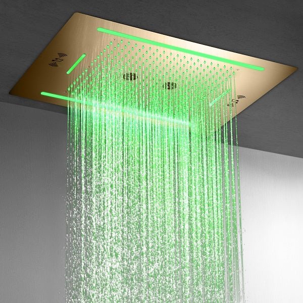 Cascada Florence 23"x31" Brushed Gold Music LED Shower Head - Installation View
