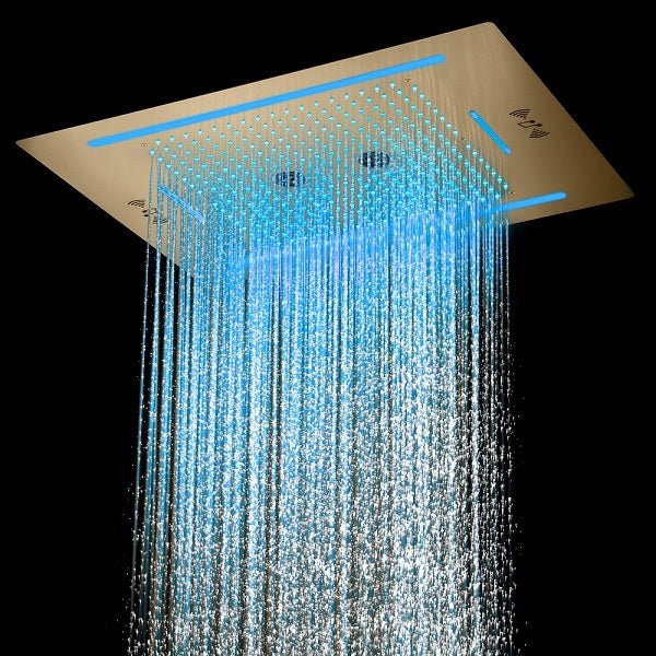Cascada Florence 23"x31" Brushed Gold Music LED Shower Head