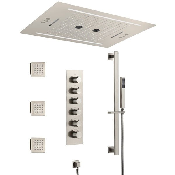 Cascada Florence 23"x31" Brushed Nickel Music LED Shower System - View 9