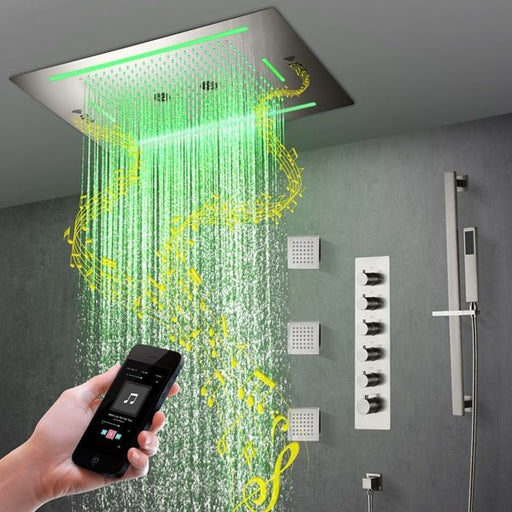 Cascada Florence 23"x31" Brushed Nickel Music LED Shower System