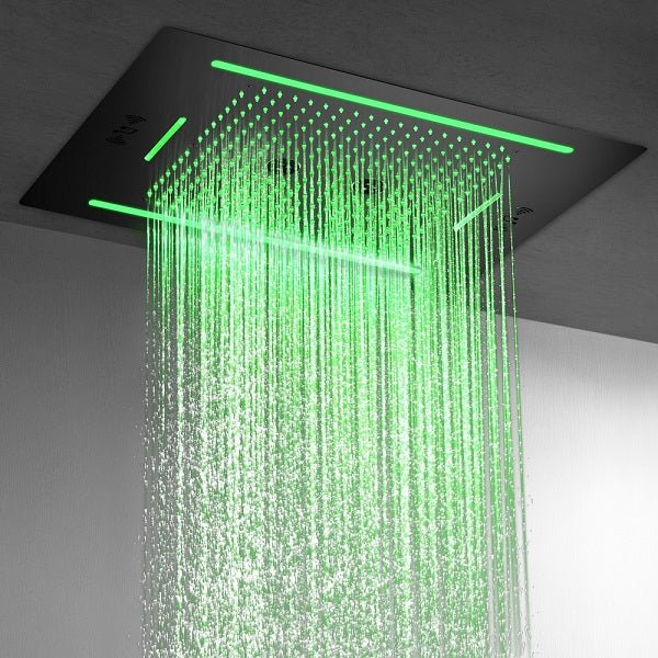 Cascada Florence 23"x31" Matte Black Music LED Shower Head - Features