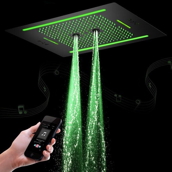 Cascada Florence 23"x31" Matte Black Music LED Shower System - View 11