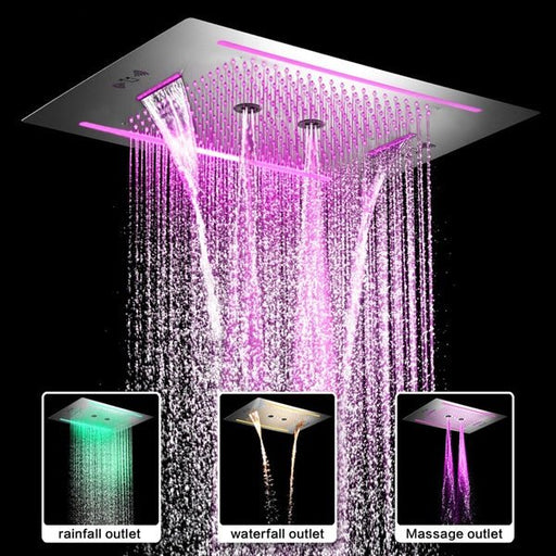 Cascada Florence 23"x31" Music LED Shower System - Side View