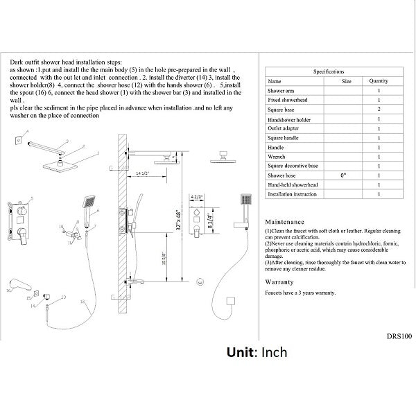 Cascada Gallant 8" Digital Shower Head Set - Installation View