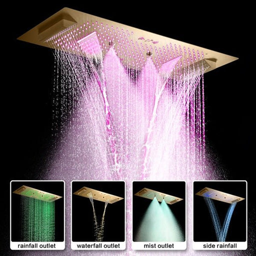 Cascada Genoa 16"x36" Brushed Gold Music LED Digital Shower System - Side View