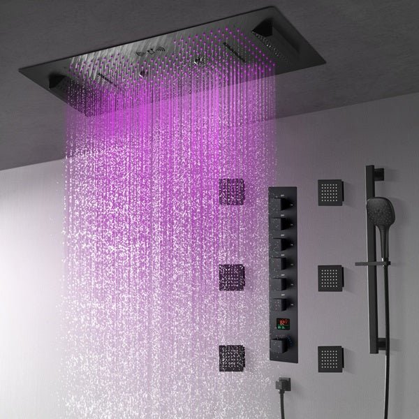 Cascada Genoa 16"x36" Matte Black Music LED Digital Shower System - View 10