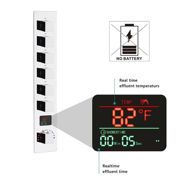 Cascada Genoa 16"x36" Music LED Digital Shower System - Detail View