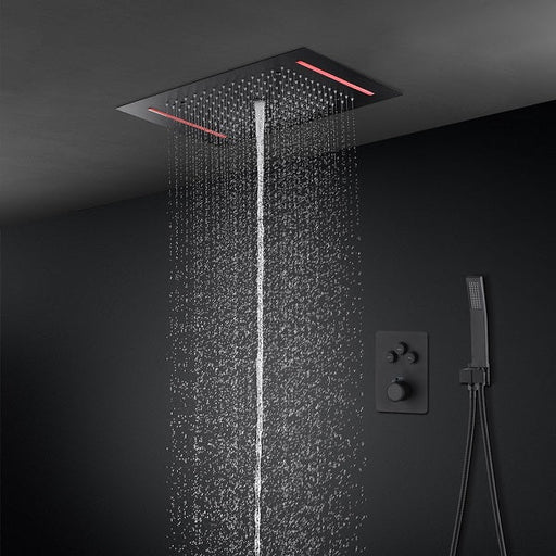 Cascada Genova 14"x20" Rainfall LED Shower Set - Side View