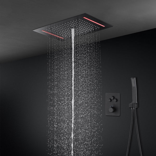 Cascada Genova 14"x20" Rainfall LED Shower Set - Side View