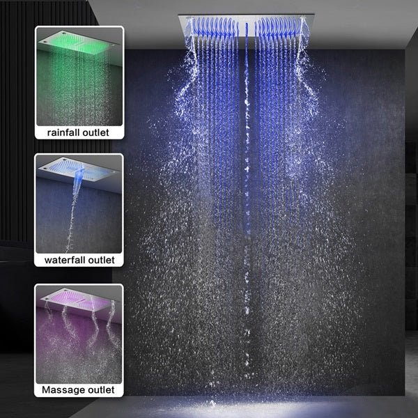 Cascada Laguna 16"x28" Bluetooth LED Shower Head - Detail View