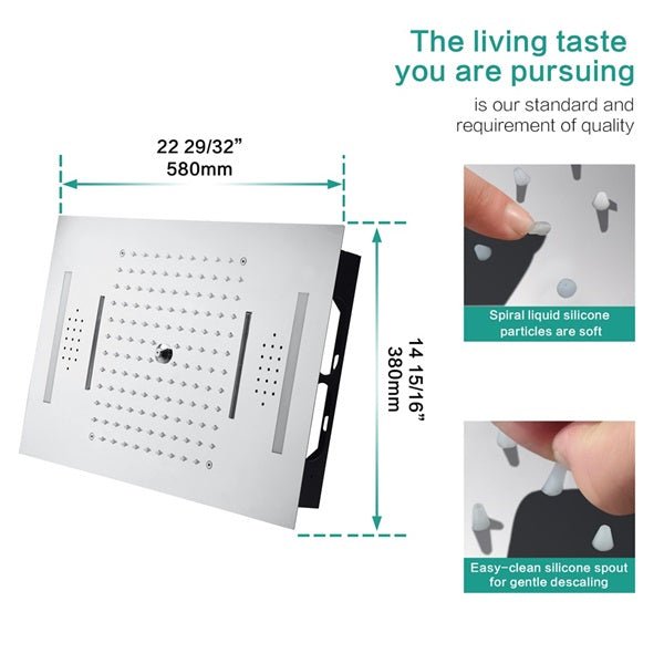 Cascada Lido 15"x23" Music LED Shower Head - Installation View
