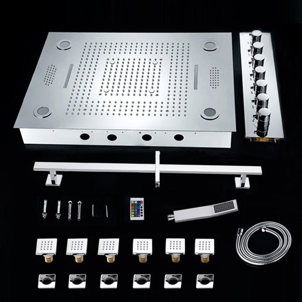 Cascada Luxurious Design 23"x31" LED Shower System with Bluetooth Speaker and Sliding Bar - Dimensions