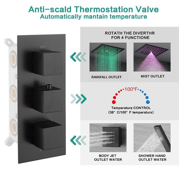 Cascada Luxury 12” Music LED shower system - Detail View