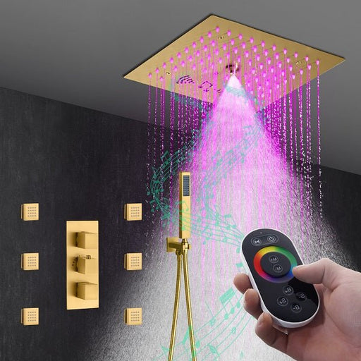 Cascada Luxury 12” Music LED shower system with built-in Bluetooth Speaker - Side View