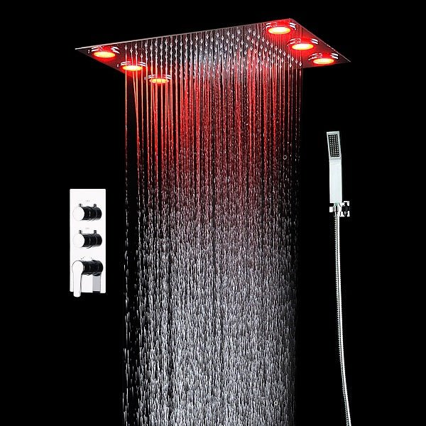 Cascada Luxury 14"x20" LED Shower System with 2-Way thermostatic mixer
