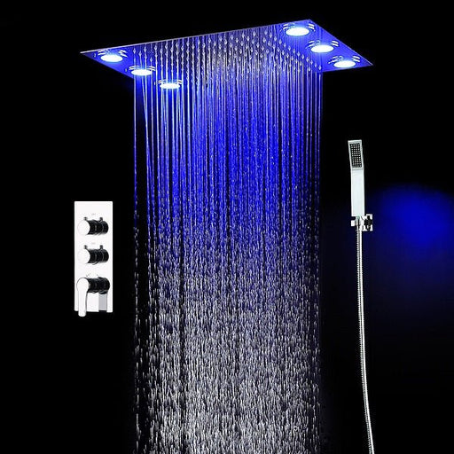 Cascada Luxury 14"x20" LED Shower System with 2-Way thermostatic mixer - Side View