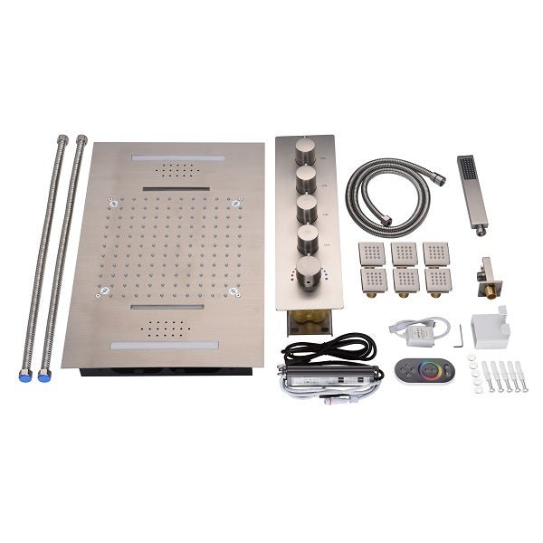 Cascada Serenity 15" x 23" Luxury LED Music Shower System with Bluetooth Speakers, 4-Function Rainfall... - Close-Up
