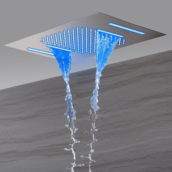 Cascada Serenity 15" x 23" Luxury LED Music Shower System with Bluetooth Speakers, 4-Function... - Installation View