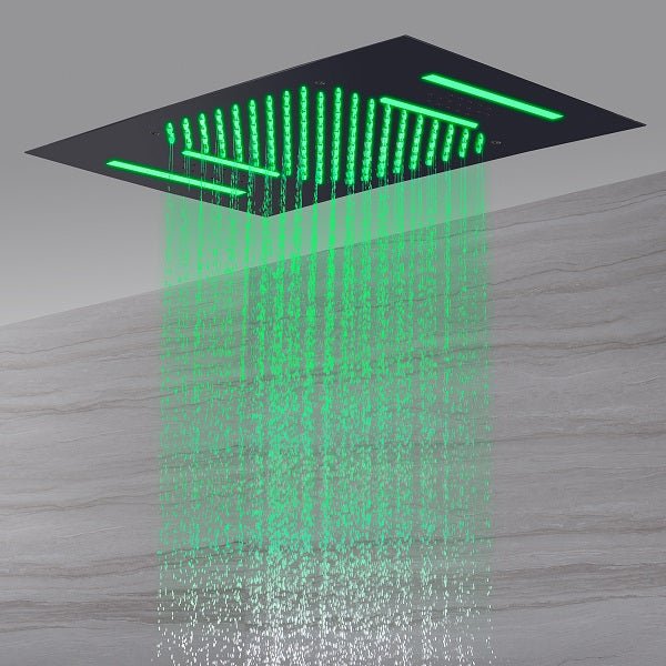 Cascada Showers 15"x23” Cascada Serenity Luxury LED Music Shower System, 4-Function Rainfall, Waterfall, Body Jets -...