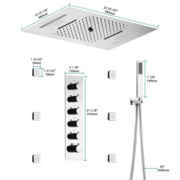 Cascada Luxury 15"x23” Music LED shower system - View 11