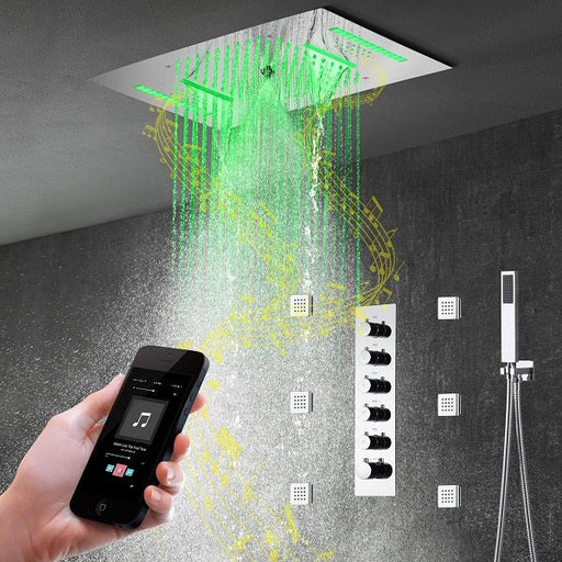 Cascada Luxury 15"x23” Music LED shower system