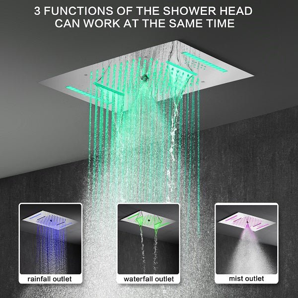Cascada Luxury 15"x23” Music LED shower system - Side View
