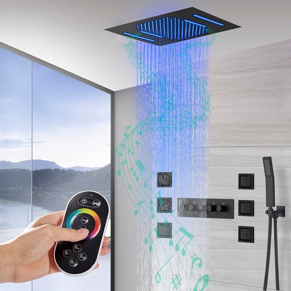 Cascada Luxury 15"x23" Bluetooth Shower Speaker System with LED Music Shower - Installation View