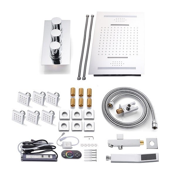 Cascada Showers 15”x23” Music LED shower system with built-in Bluetooth Speaker, 4 function - Product Image 6