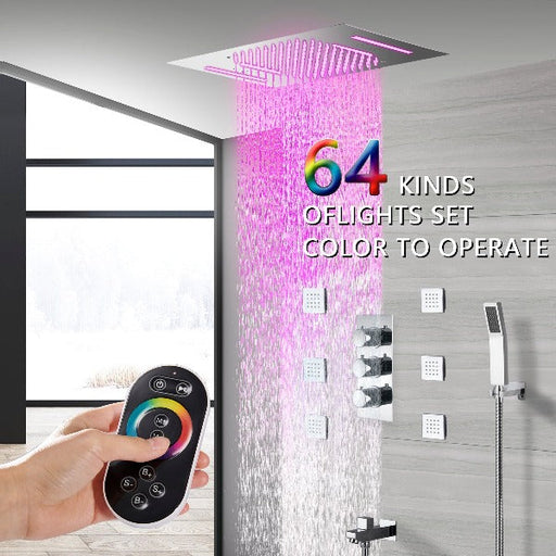 Cascada Showers 15”x23” Music LED shower system with built-in Bluetooth Speaker, 4 function - Alternate View