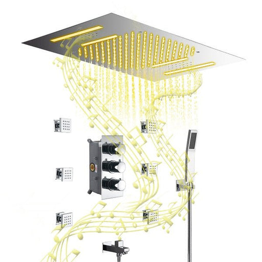 Cascada Showers 15”x23” Music LED shower system with built-in Bluetooth Speaker, 4 function - Main Product Image