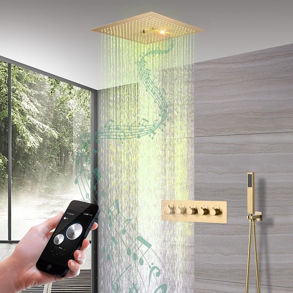 Cascada Showers 16” Music LED shower system with built-in Bluetooth Speaker - Main Product Image