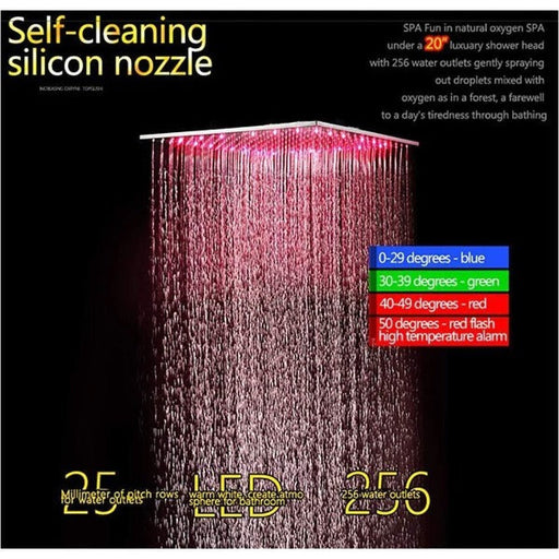 Cascada Luxury 20" Square Ceiling Mounted Thermostatic Shower System - Side View