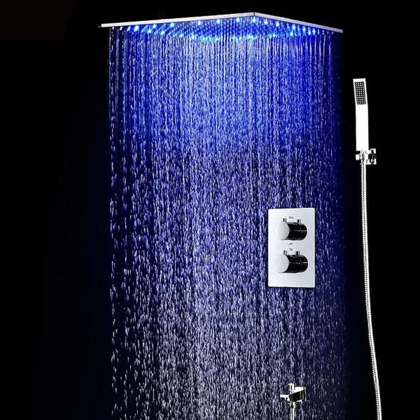 Cascada Luxury 20" Square Ceiling Mounted Thermostatic Shower System - Features