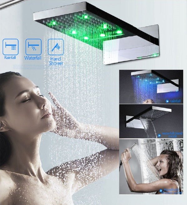 Cascada Luxury 9"x22” LED Shower Set with Digital LCD Touch Screen - Detail View