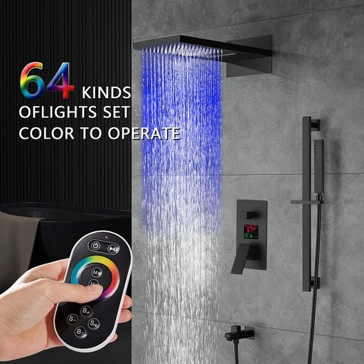 Cascada Luxury 9"x22” Music LED Shower Head set - Side View