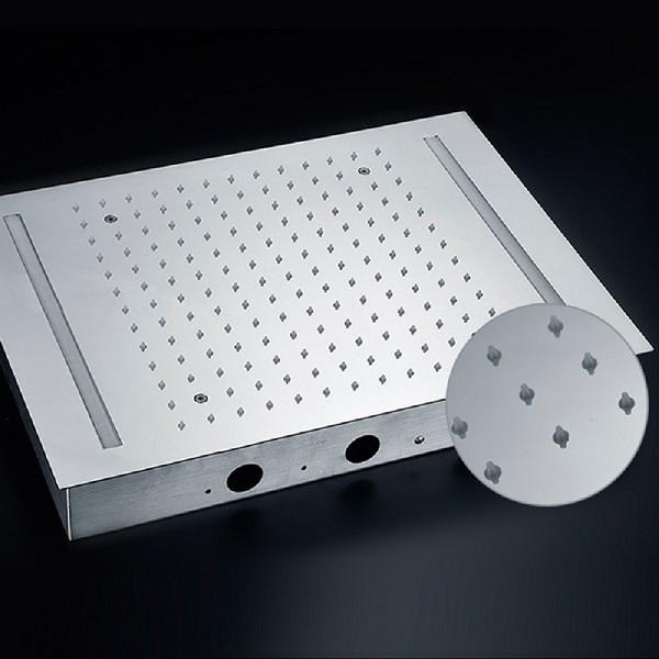 Cascada Luxury Thermostatic 14"x20" LED Shower system with 3 Way Mixer - Close-Up