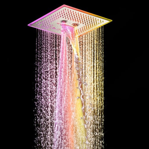 Cascada Maui 16" Brushed Nickel LED Music Dual Shower Head System - Side View