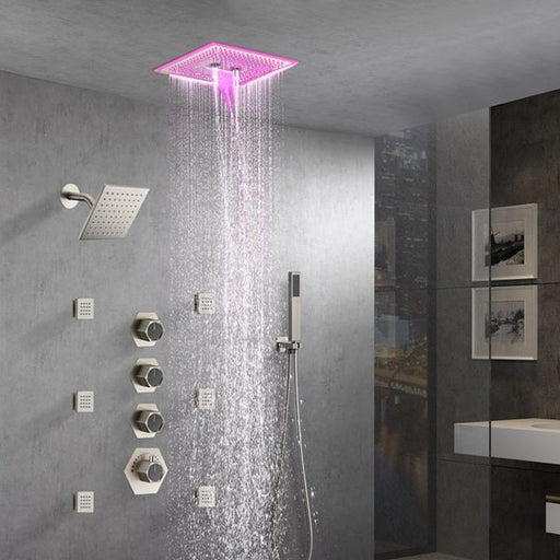 Cascada Maui 16" Brushed Nickel LED Music Dual Shower Head System