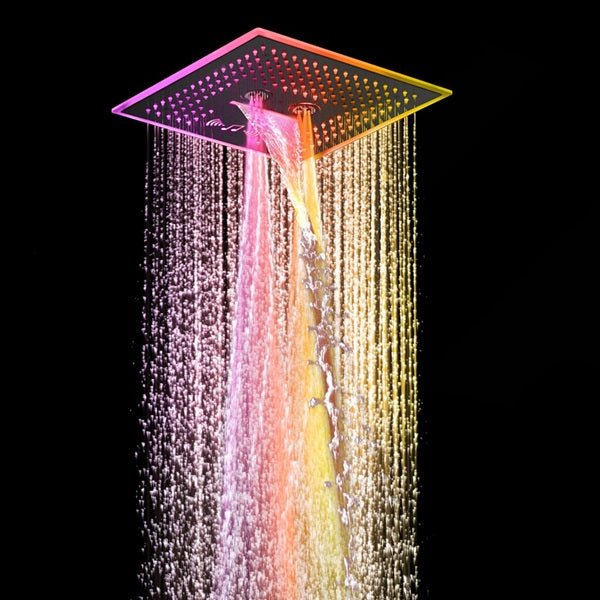 Cascada Maui 16" Matte Black LED Music Dual Shower Head System - Detail View